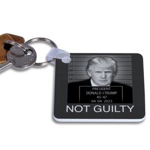 🇺🇸🕊Trump “Not Guilty” Double  Photo Glossy Coated Plastic Silver Key Chain!
